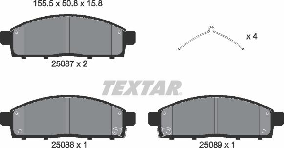 Textar 2508703 - Тормозные колодки, дисковые, комплект parts5.com