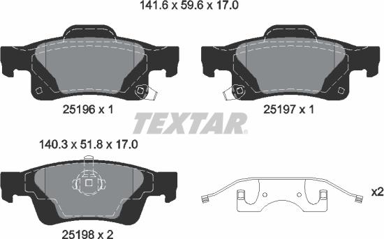 Textar 2519603 - Тормозные колодки, дисковые, комплект parts5.com