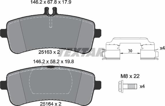 Textar 2516301 - Тормозные колодки, дисковые, комплект parts5.com