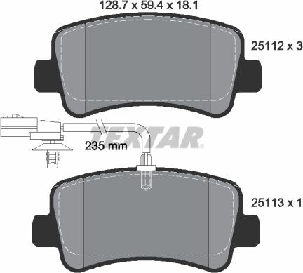 Textar 2511201 - Тормозные колодки, дисковые, комплект parts5.com