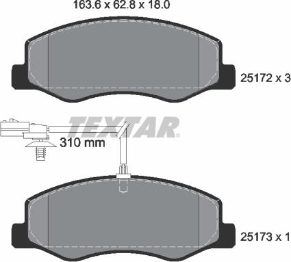 Textar 2517201 - Тормозные колодки, дисковые, комплект parts5.com