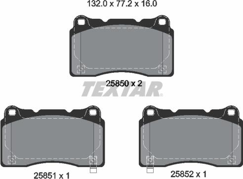 Textar 2585001 - Тормозные колодки, дисковые, комплект parts5.com