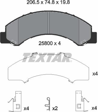 Textar 2580001 - Тормозные колодки, дисковые, комплект parts5.com