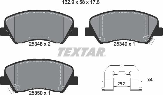 Textar 2534801 - Тормозные колодки, дисковые, комплект parts5.com