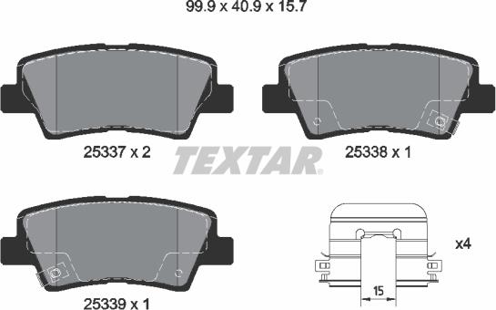 Textar 2533707 - Тормозные колодки, дисковые, комплект parts5.com