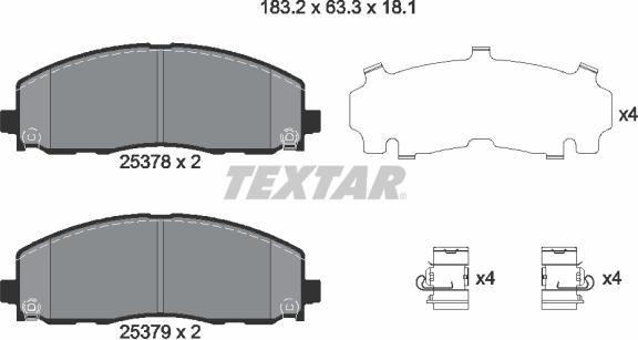 Textar 2537801 - Тормозные колодки, дисковые, комплект parts5.com