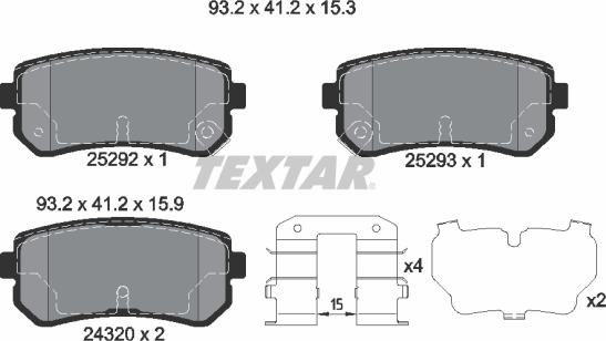 Textar 2529201 - Тормозные колодки, дисковые, комплект parts5.com