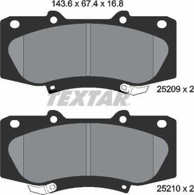 Textar 2520901 - Тормозные колодки, дисковые, комплект parts5.com