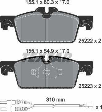 Textar 2522201 - Тормозные колодки, дисковые, комплект parts5.com