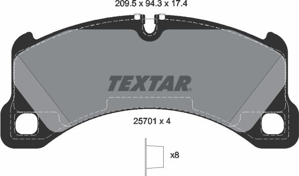 Textar 2570101 - Тормозные колодки, дисковые, комплект parts5.com