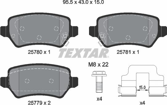 Textar 2578001 - Тормозные колодки, дисковые, комплект parts5.com