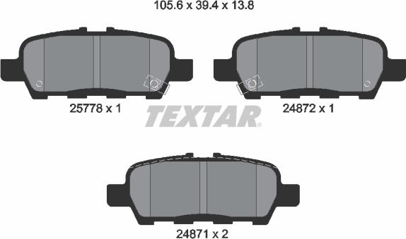 Textar 2577801 - Тормозные колодки, дисковые, комплект parts5.com