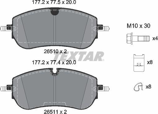 Textar 2651001 - Тормозные колодки, дисковые, комплект parts5.com