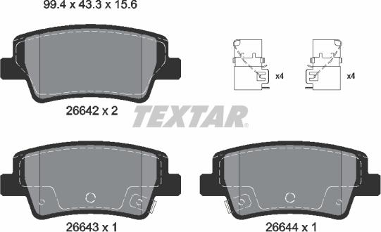 Textar 2664201 - Тормозные колодки, дисковые, комплект parts5.com