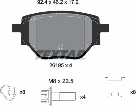 Textar 2619501 - Тормозные колодки, дисковые, комплект parts5.com