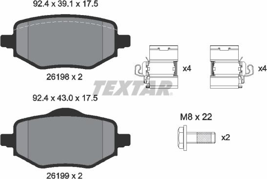 Textar 2619801 - Тормозные колодки, дисковые, комплект parts5.com