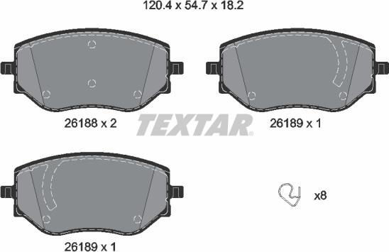 Textar 2618801 - Тормозные колодки, дисковые, комплект parts5.com