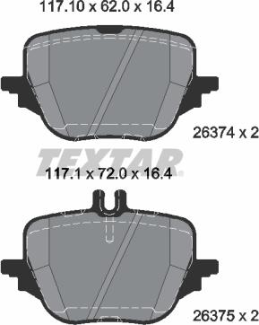 Textar 2637401 - Тормозные колодки, дисковые, комплект parts5.com