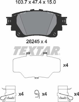 Textar 2624501 - Тормозные колодки, дисковые, комплект parts5.com