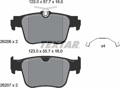 Textar 2620601 - Тормозные колодки, дисковые, комплект parts5.com