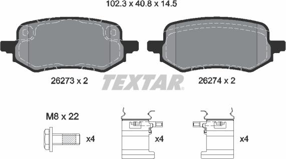 Textar 2627301 - Тормозные колодки, дисковые, комплект parts5.com