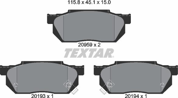 Textar 2095902 - Тормозные колодки, дисковые, комплект parts5.com