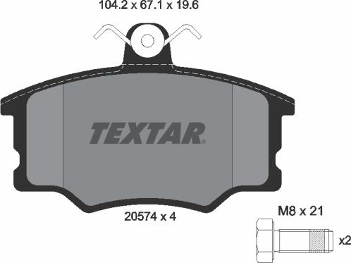 Textar 2057402 - Тормозные колодки, дисковые, комплект parts5.com