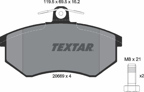 Textar 2066904 - Тормозные колодки, дисковые, комплект parts5.com