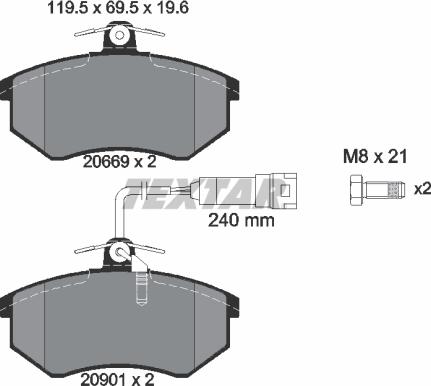 Textar 2066922 - Тормозные колодки, дисковые, комплект parts5.com