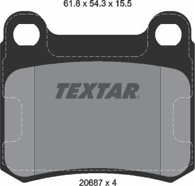 Textar 2068701 - Тормозные колодки, дисковые, комплект parts5.com