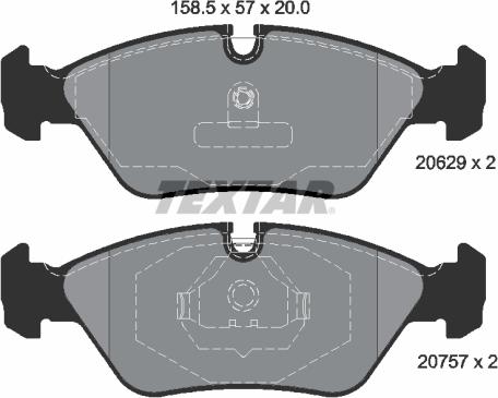 Textar 2062902 - Тормозные колодки, дисковые, комплект parts5.com