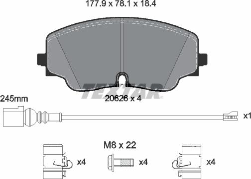 Textar 2062601 - Тормозные колодки, дисковые, комплект parts5.com