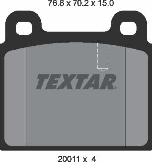 Textar 2001102 - Тормозные колодки, дисковые, комплект parts5.com