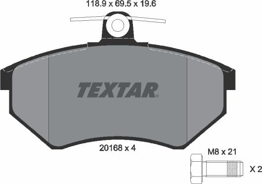 Textar 2016804 - Тормозные колодки, дисковые, комплект parts5.com