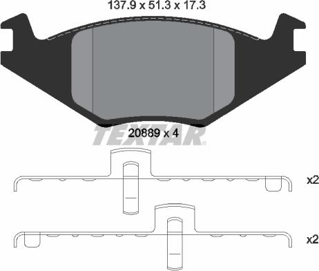 Textar 2088902 - Тормозные колодки, дисковые, комплект parts5.com