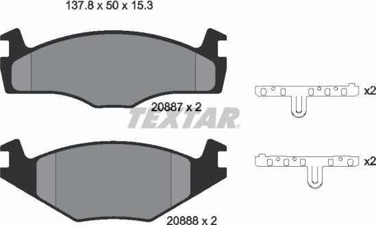 Textar 2088707 - Тормозные колодки, дисковые, комплект parts5.com