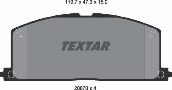 Textar 2087001 - Тормозные колодки, дисковые, комплект parts5.com