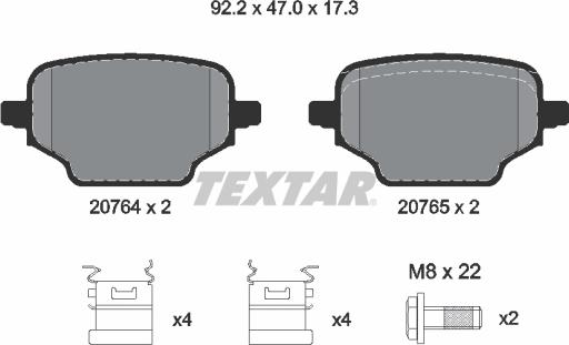 Textar 2076401 - Тормозные колодки, дисковые, комплект parts5.com