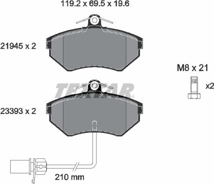 Textar 2194504 - Тормозные колодки, дисковые, комплект parts5.com