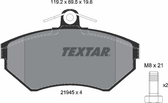 Textar 2194503 - Тормозные колодки, дисковые, комплект parts5.com