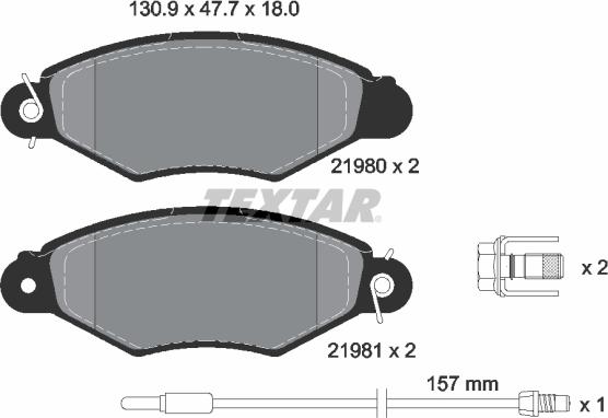 Textar 2198003 - Тормозные колодки, дисковые, комплект parts5.com