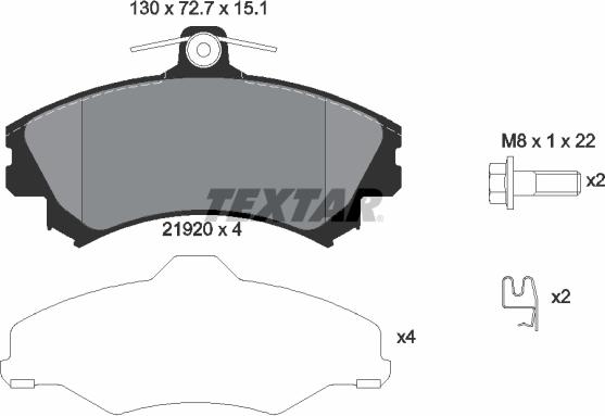 Textar 2192001 - Тормозные колодки, дисковые, комплект parts5.com