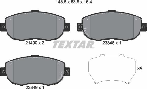 Textar 2149001 - Тормозные колодки, дисковые, комплект parts5.com