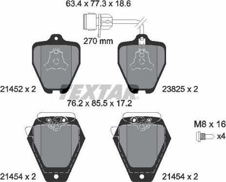 Textar 2145201 - Тормозные колодки, дисковые, комплект parts5.com