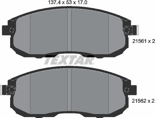 Textar 2156201 - Тормозные колодки, дисковые, комплект parts5.com