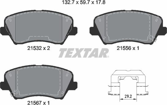 Textar 2153201 - Тормозные колодки, дисковые, комплект parts5.com