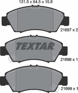 Textar 2169701 - Тормозные колодки, дисковые, комплект parts5.com