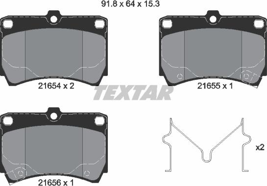 Textar 2165404 - Тормозные колодки, дисковые, комплект parts5.com