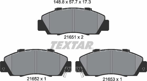 Textar 2165101 - Тормозные колодки, дисковые, комплект parts5.com