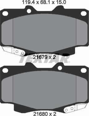 Textar 2168001 - Тормозные колодки, дисковые, комплект parts5.com